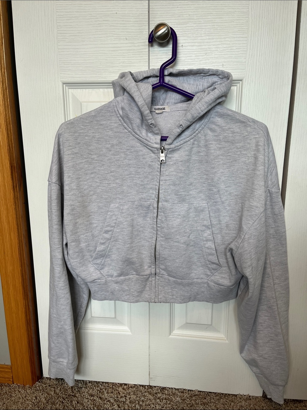 Garage women’s cropped zip up with hood